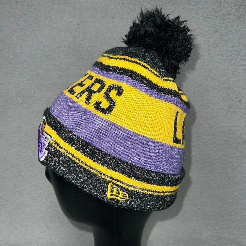 New Era x Hardwood Classics Los Angeles‎ Lakers Beanie Hat Knit Cuffed Pom OSFM